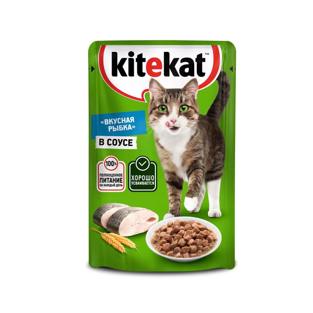 Kitekat пауч влажный рыба в соусе 85 гр 