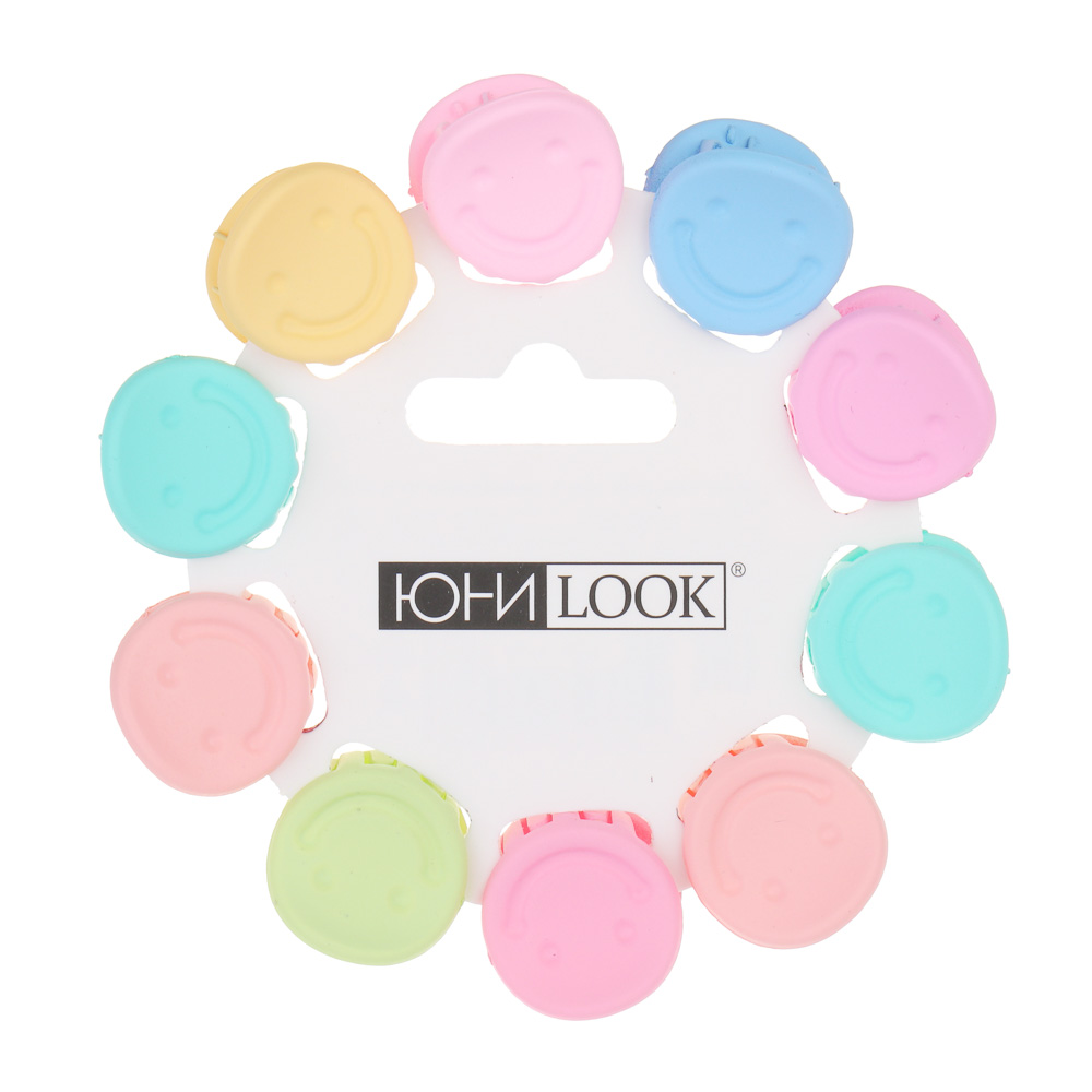 ЮНИLOOK Набор детских заколок-крабов для волос 10шт, 1,7см, пластик.арт.2