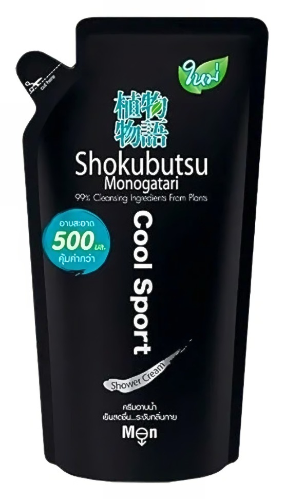 Shokubutsu Крем для душа 500 мл. (мягкая упаковка)  Cool Sport