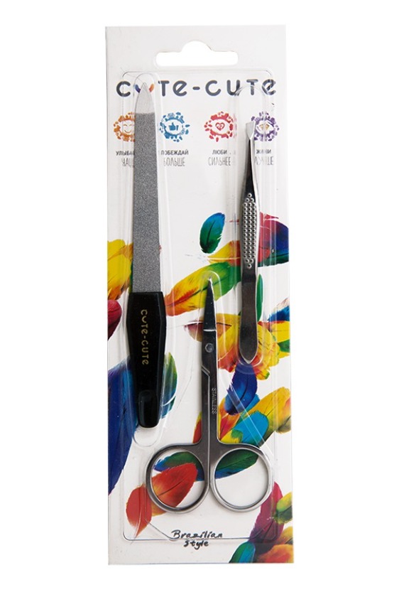 Набор 3 предмета: пинцет,ножницы,пилка алмазная  049112