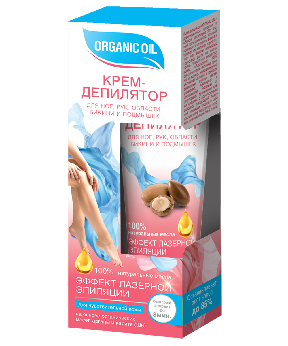 Organic Oil Крем-депилятор для ног,рук,области бикини и подмышек д/чувст/кожи 100мл