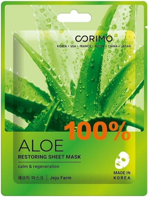 Corimo тканевая маска для лица восстановление 100% Aloe  22 г