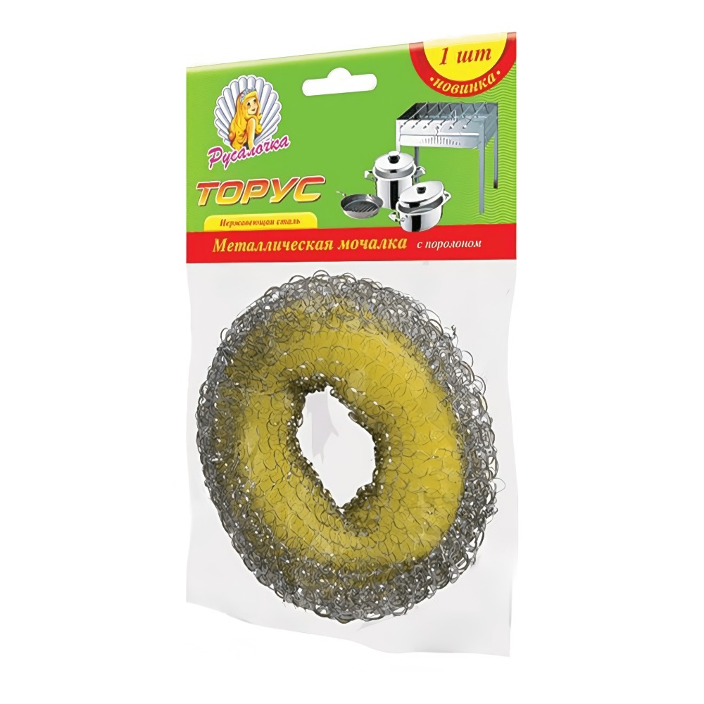 Мочалки для посуды Торус металлическая с поролоном 1шт