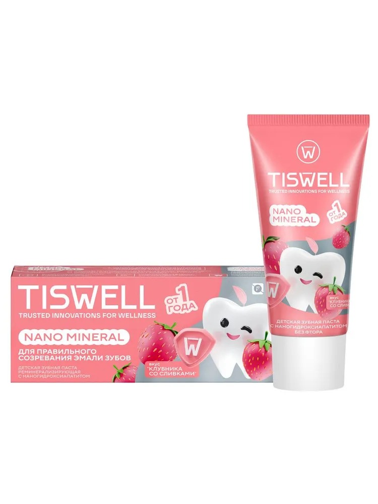 TISWELL Зуб.паста детская Клубника со сливками 1+ 60г