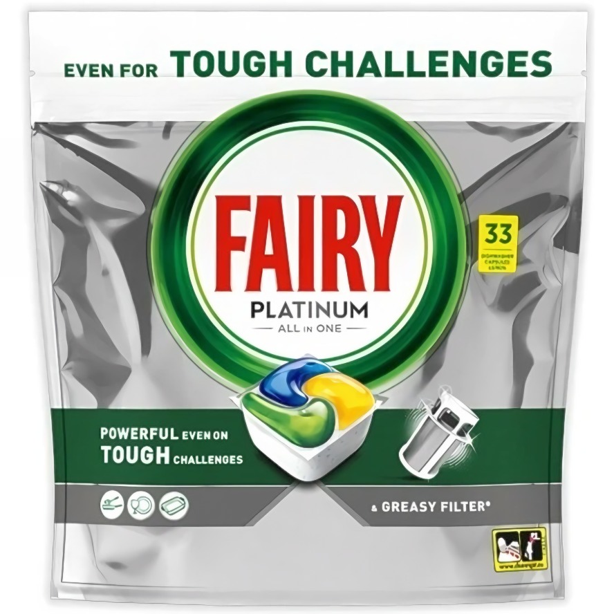 Фэйри Platinum All in 1 Ср-во д/мытья посуды в капсулах д/автоматич посудомоечных машин Лимон 33шт