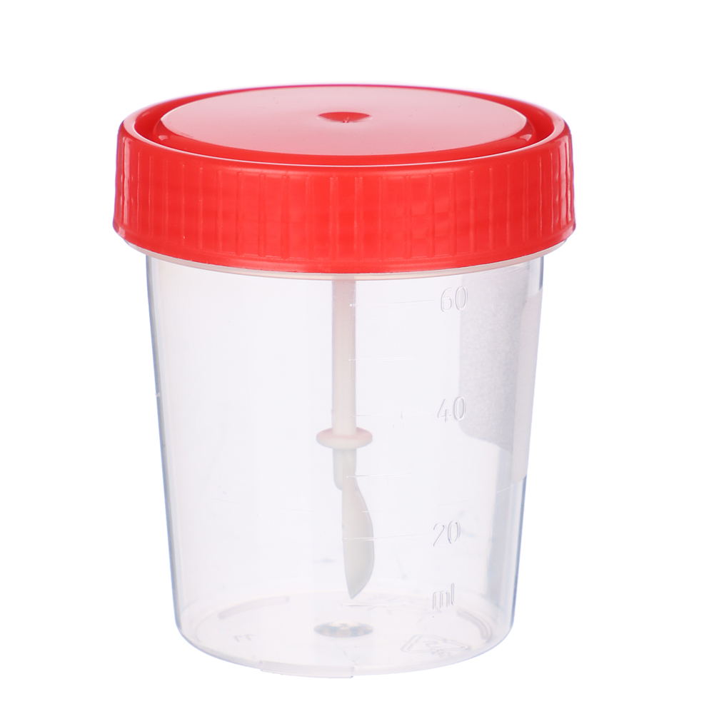 Контейнер для биоматериалов с ложкой,пластик 60мл