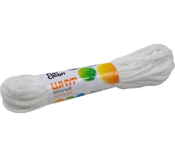 Шнур вязаный Fun Clean полипропиленовый 4мм 20м, белый
