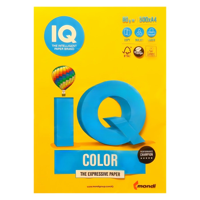 Бумага для принтера IQ 80 A4 SY40 солнечно-желтый 500л