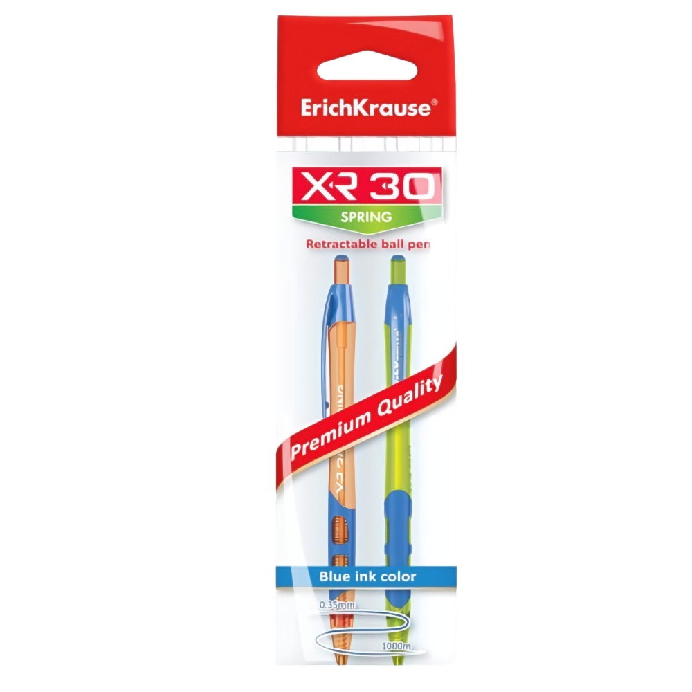Erich Krause Ручка шариковая автоматическая Spring цвет чернил синий 2шт XR-30 