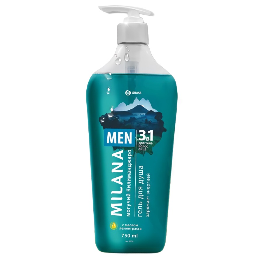 Milana Men гель для душа могучий килиманджаро с маслом лемонграсса 750 мл