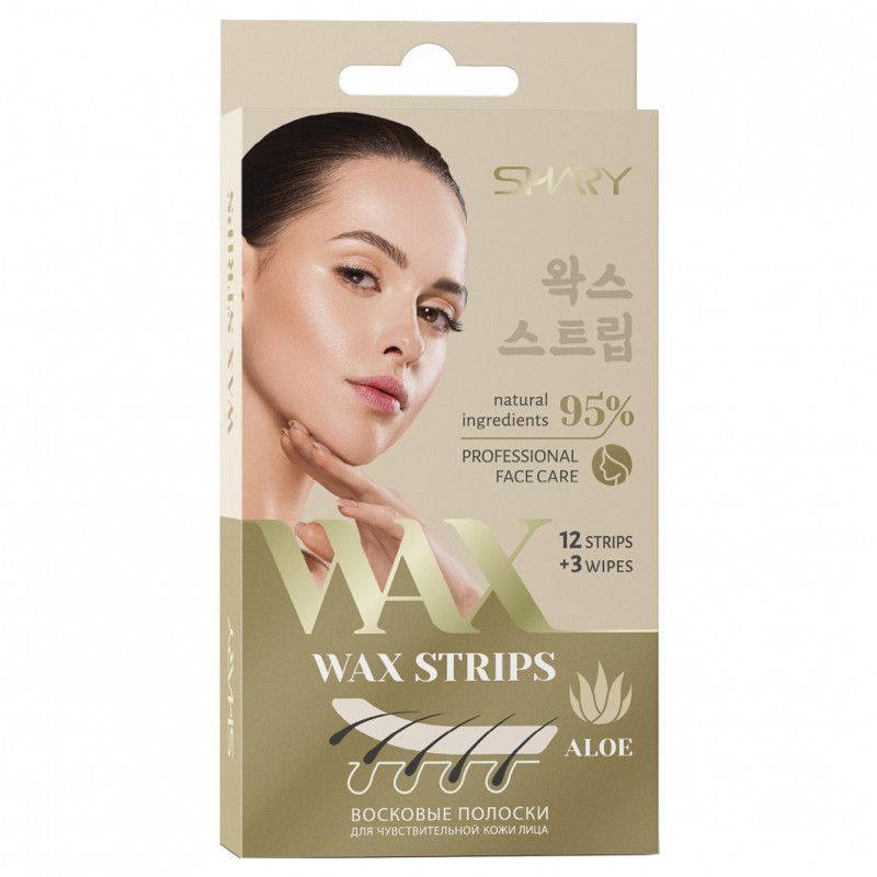 Shary Восковые полоски для лица алоэ 12шт