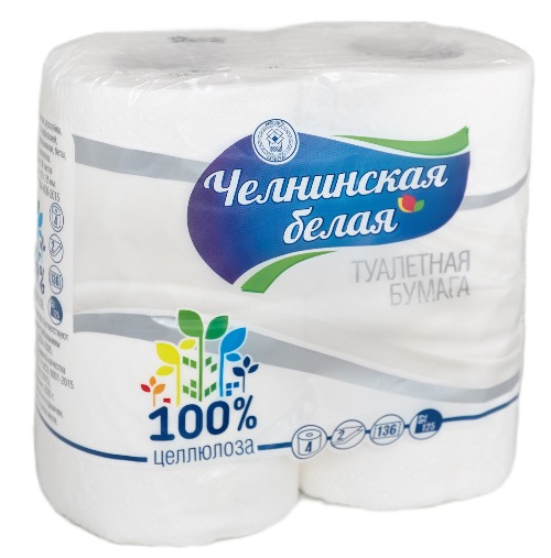 Челнинская Белая двухслойная туалетная бумага 4шт