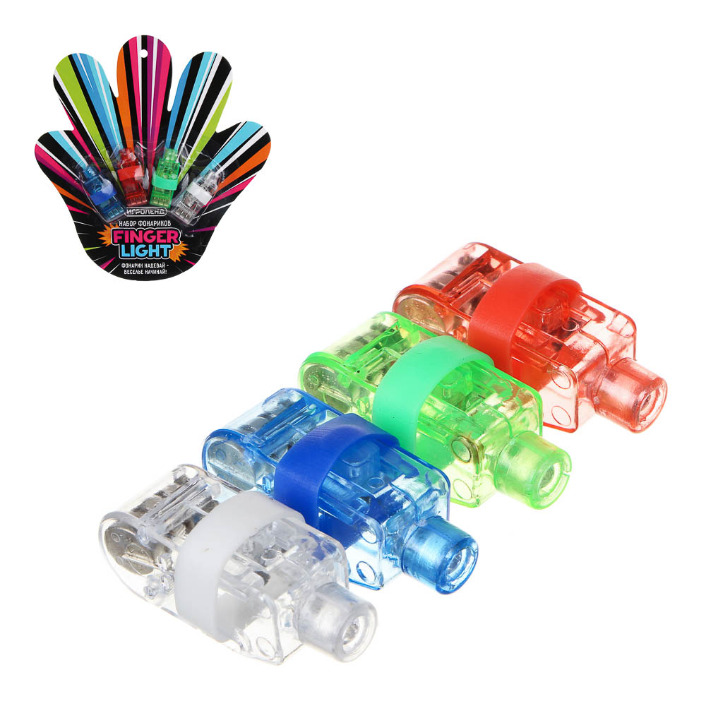 ИГРОЛЕНД Набор фонариков Finger light, пластик, 3LR44, 4 цвета