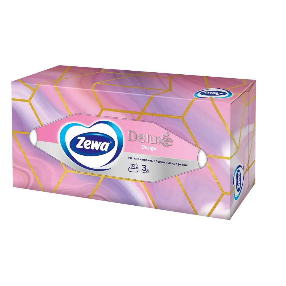 Зева салфетки для лица 3-слойные Дизайн 90шт