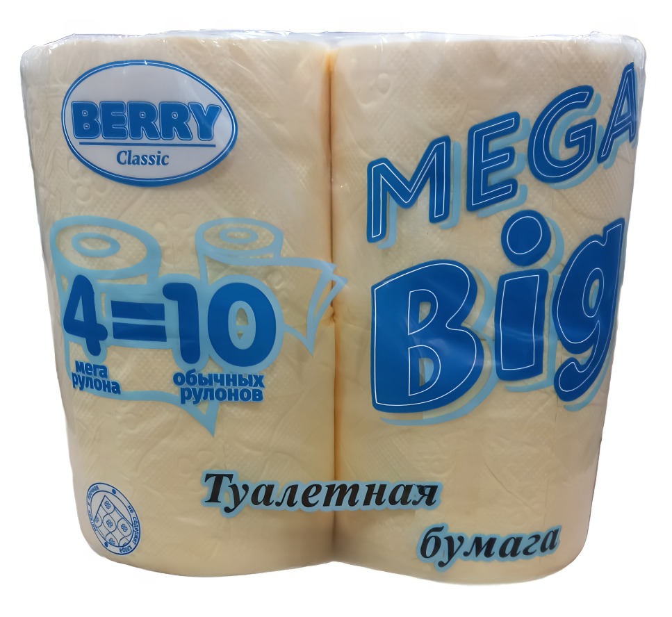 Туалетная бумага Berry Mega Big светофор 2сл 4 рулона