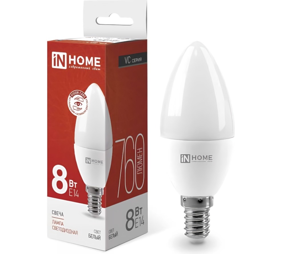 Лампа светодиодная LED-СВЕЧА-VC 8Вт Е14 4000К 760лм 