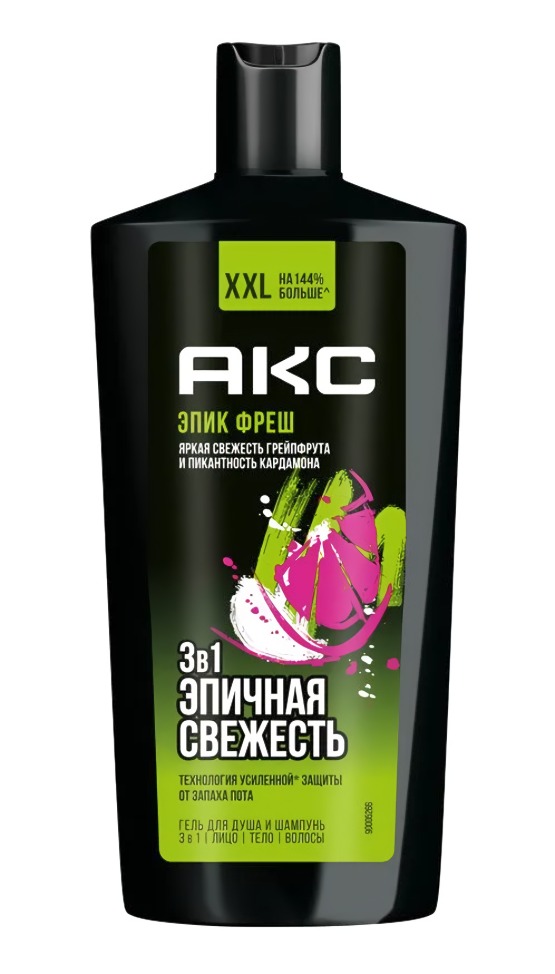 Axe гель для душа шампунь 3в1 Эпическая свежесть 610мл