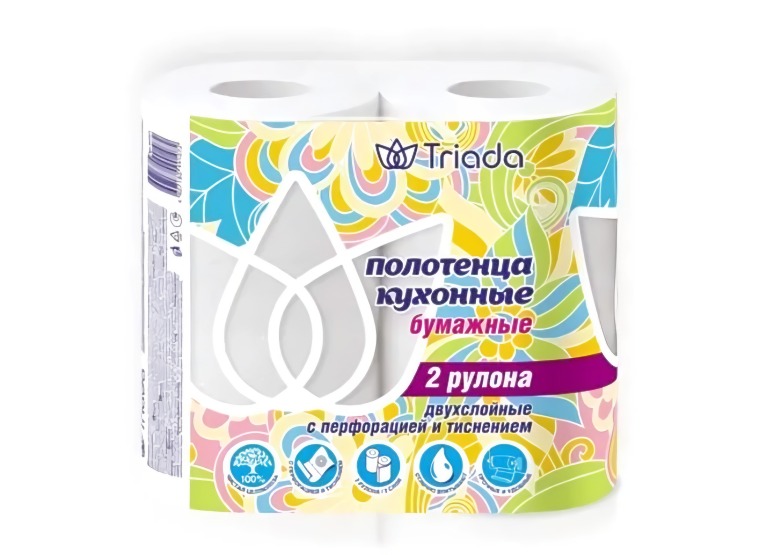 Triada/Perfect Line полотенца бумажные белые с тиснением 2рулона х 58листов
