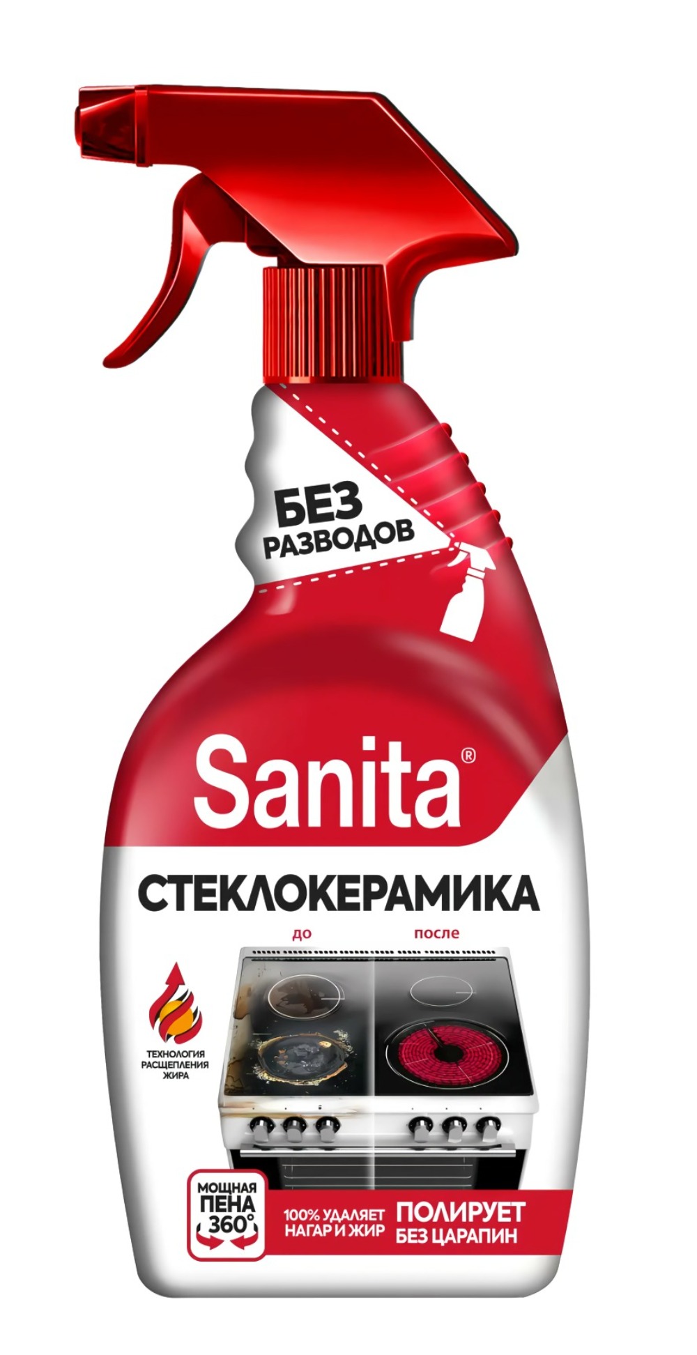 Санита спрей Антижир для стеклокерамики Зеленый чай и лайм  500мл