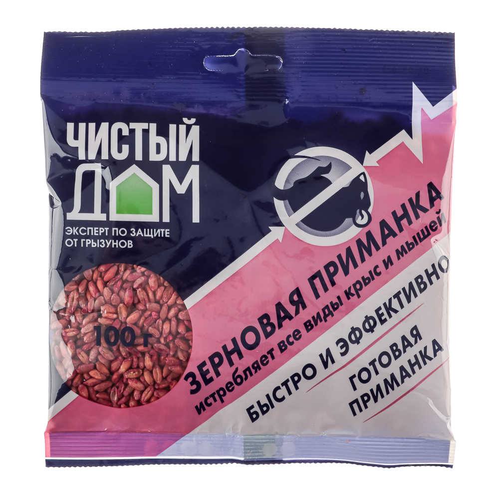 Приманка зерновая от крыс и мышей 100г Чистый дом