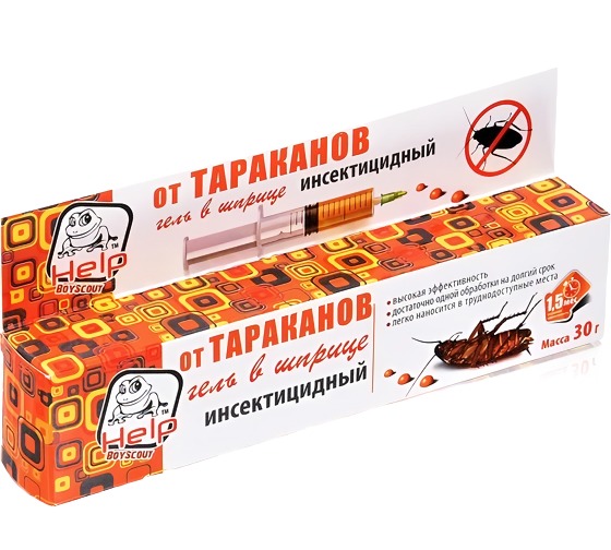 Help Гель от Тараканов, в шприце инсектицидный 30г Help Гель от Тараканов, в шприце инсектицидный 30г