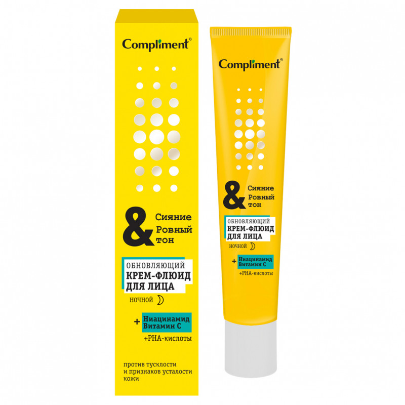 Compliment сияние и ровный тон обновляющий ночной крем-флюид для лица 50мл