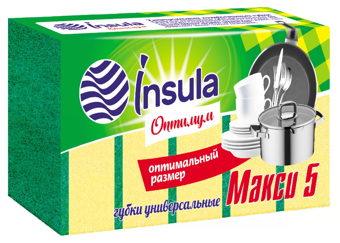 Губки Insula Оптимум/Eco Line для посуды Макси 5шт 