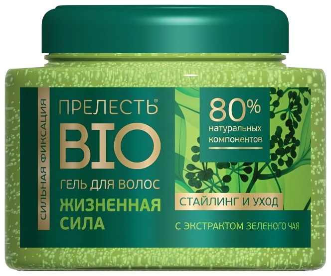 Прелесть био гель для укладки волос 250мл New (Зеленый чай, Сильная фиксация)