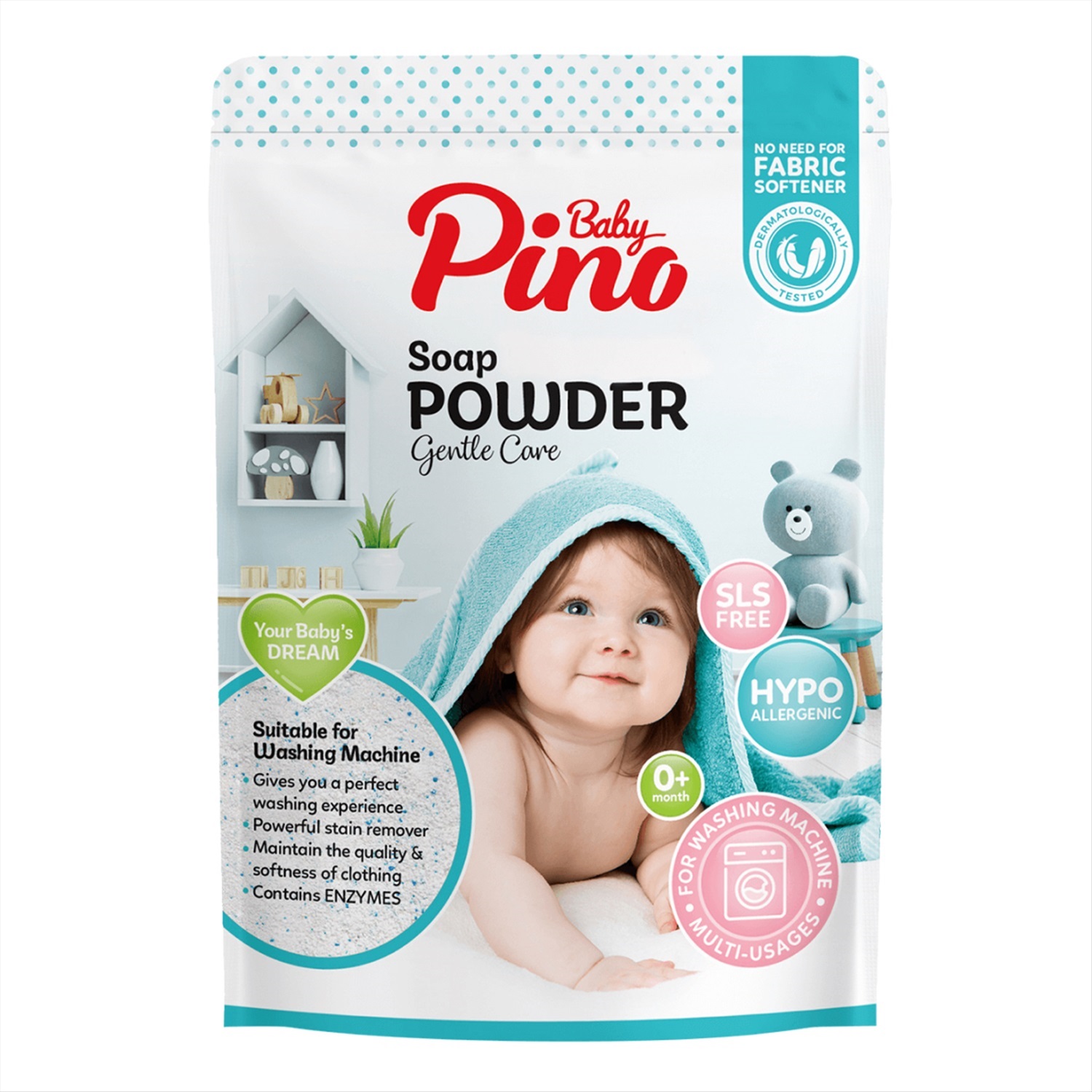 Детский мыльный порошок Baby Pino, автомат синяя упаковка 800 гр
