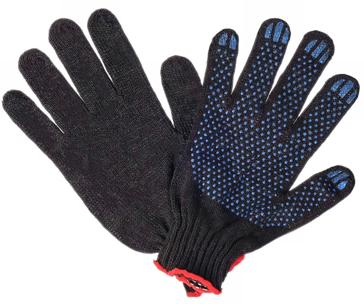 Перчатки ХБ ПВХ 10кл 4-н  (черный)