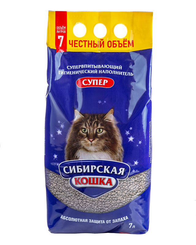 Наполнитель Сибирская Кошка СУПЕР (комкующийся) 7л