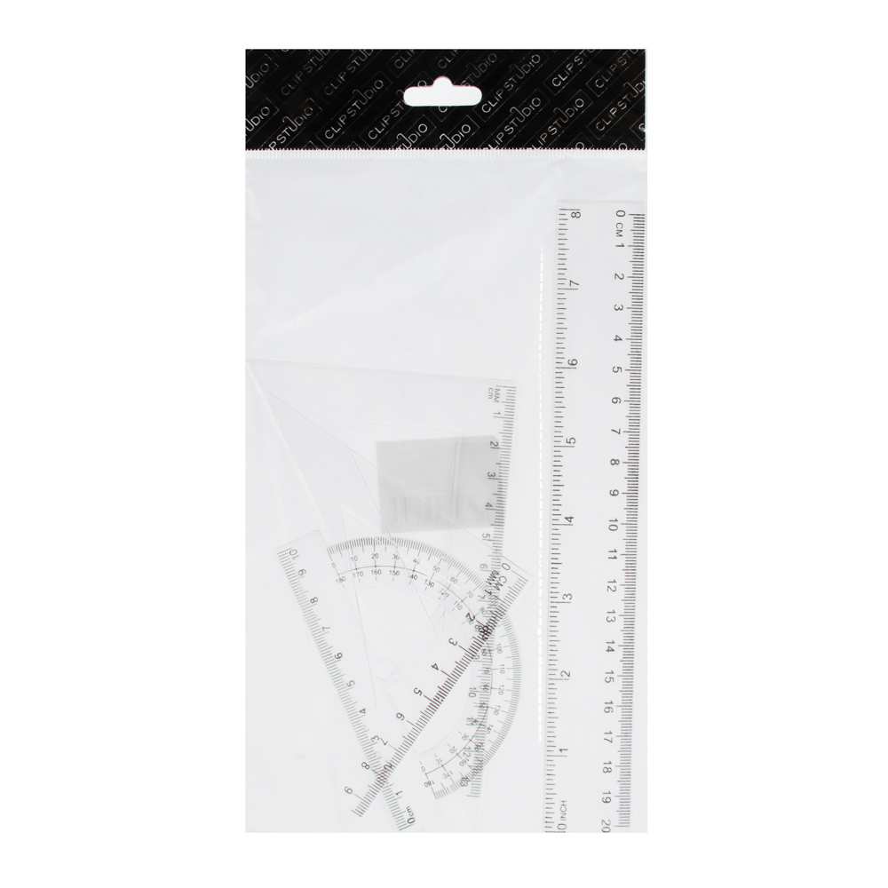 ClipStudio Набор геометрический (линейка 20см, 2 угольника, транспортир) 