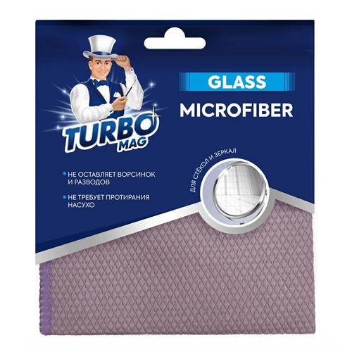 Салфетка для стекол и зеркал Turbomag Glass микрофибра 30*30 см 1 шт.