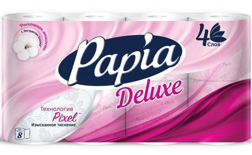 Туалетная бумага "Papia Deluxe" 4сл.8рул белая 