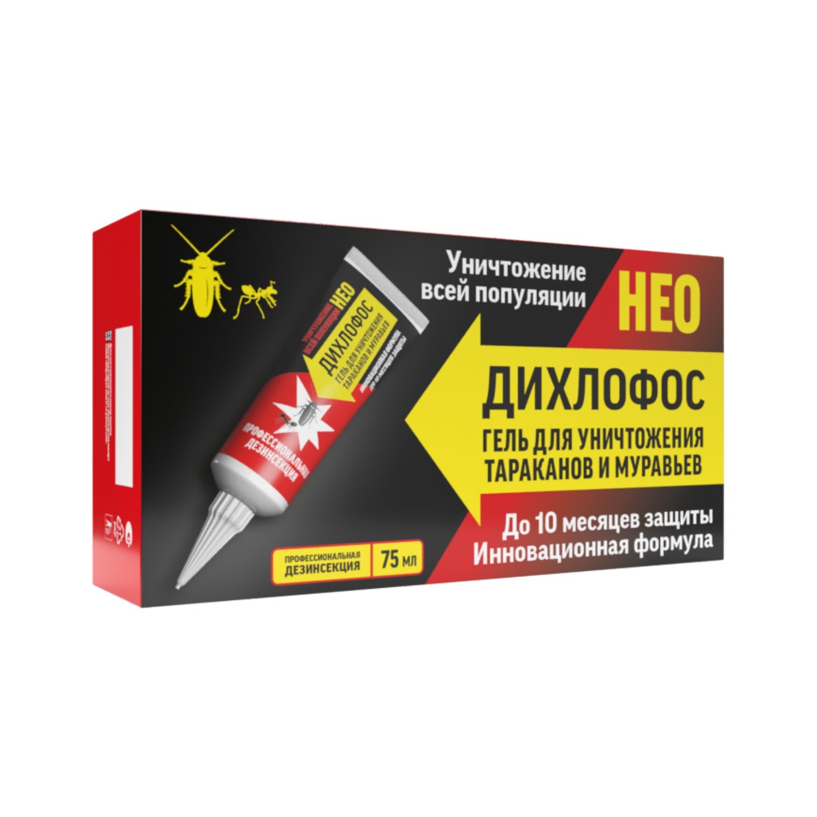 Дихлофос Нео Гель для уничтожения тараканов и муравьев 75мл