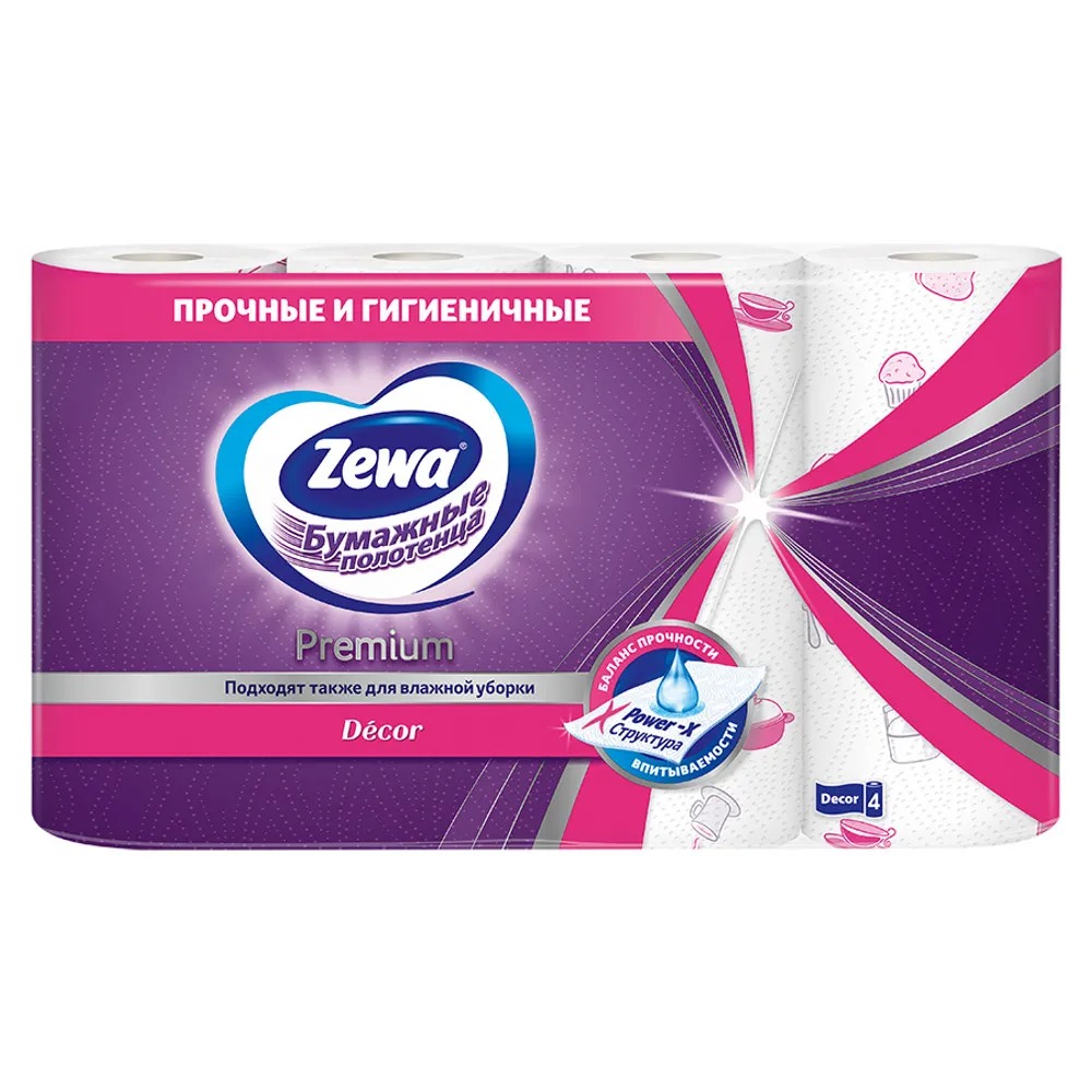 Полотенце кухонное Зева Премиум Декор 2-слойное 4шт