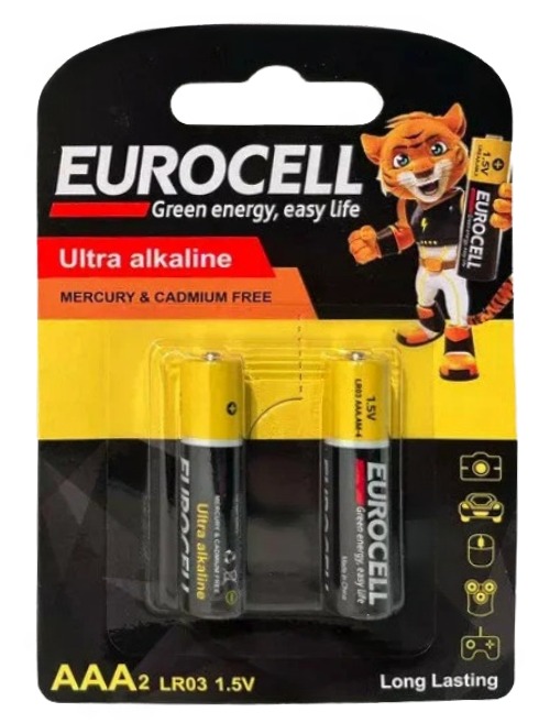 Батарейки Eurocell алкалиновые ААА 2шт