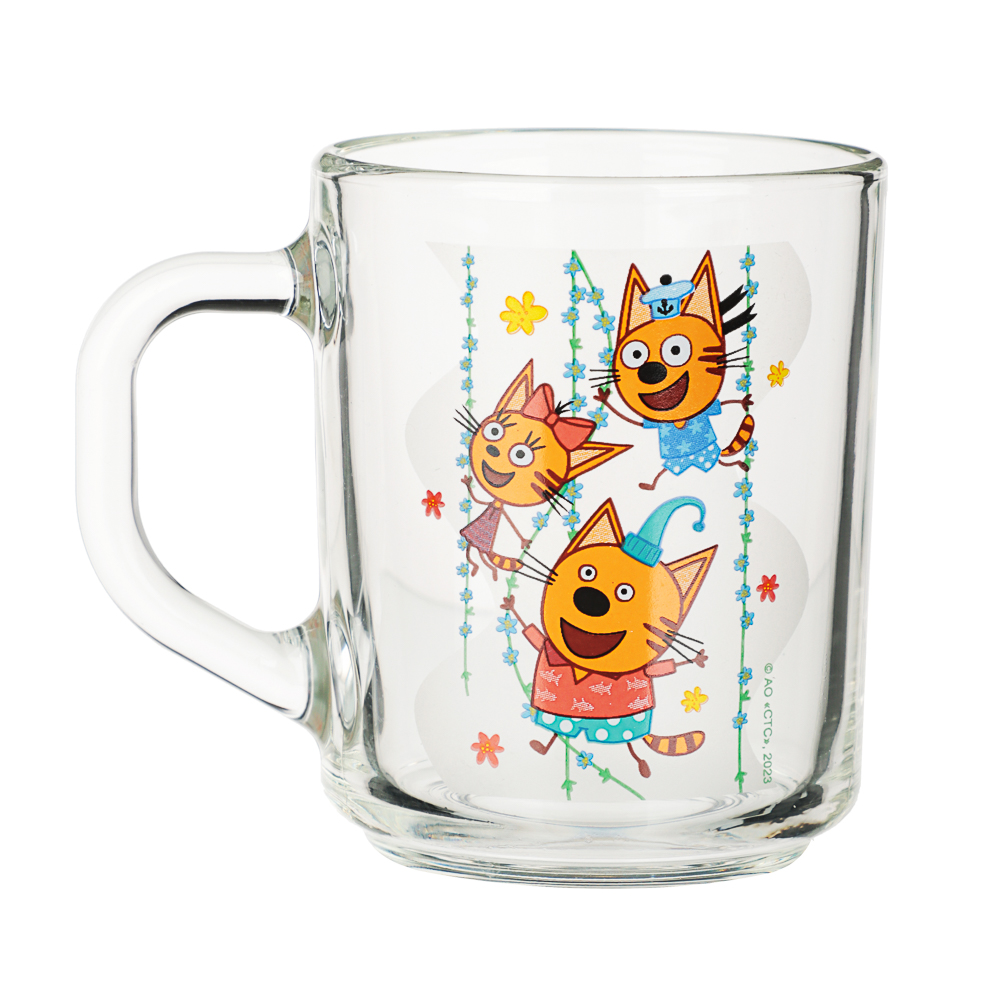 Кружка "Три кота, цветы"  230мл стекло