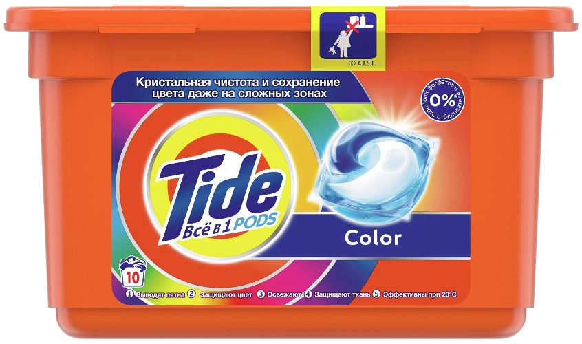 Тайд жидкий в растворимых капсулах Color 22,8грх10шт