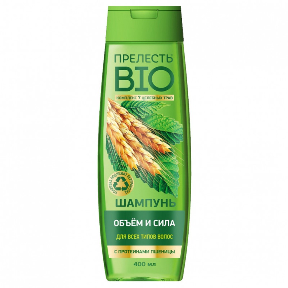 Прелесть Био шампунь Обьем и сила для всех типов волос 400мл 