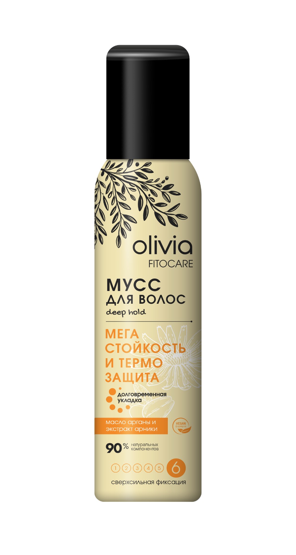 Olivia Fitocare  Мусс д/укладки волос Мега стойкость и Термозащита сверх.сильная фиксация 150мл