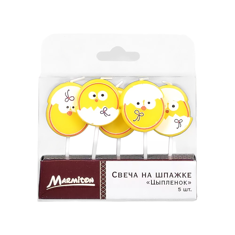 Marmiton Свеча на шпажке «Цыпленок» 3,5*3 см 5 шт 17078