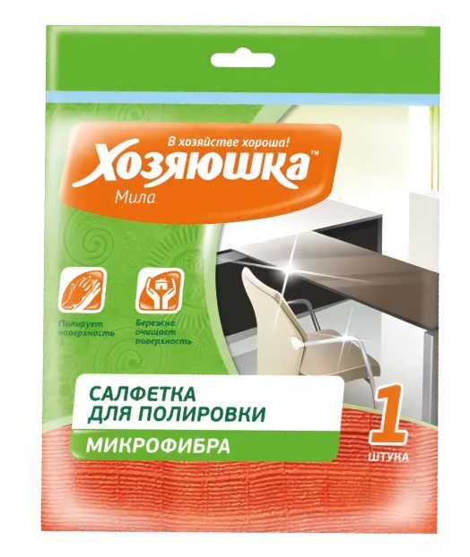 Салфетка для полировки "Хозяюшка Мила" микрофибра 30*30см 1шт КС-02 04004