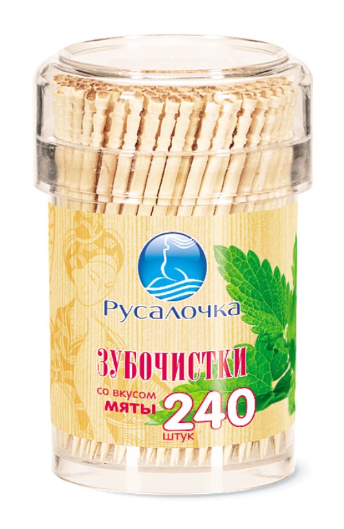 Зубочистки ароматизированные 240шт круглая упаковка (Мята)