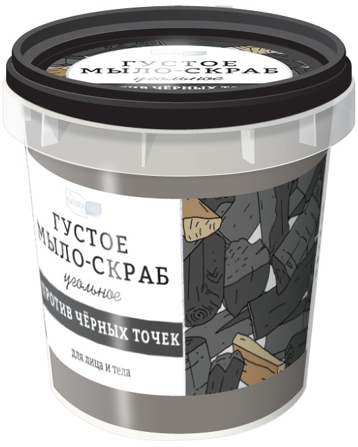 Густое мыло-скраб Угольное против черных точек 155мл