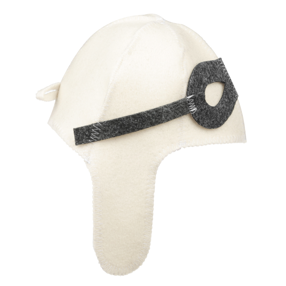 Шапка банная "Летчик" 30%шерсть, 70%полиэфир, 2 цвета белый/серый, GC Design