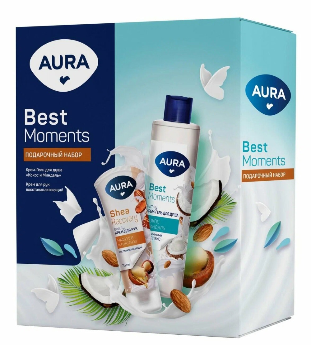 Набор Aura Best Moments (крем-гель д/душа 250мл+крем д/рук востанавливающий 75мл)