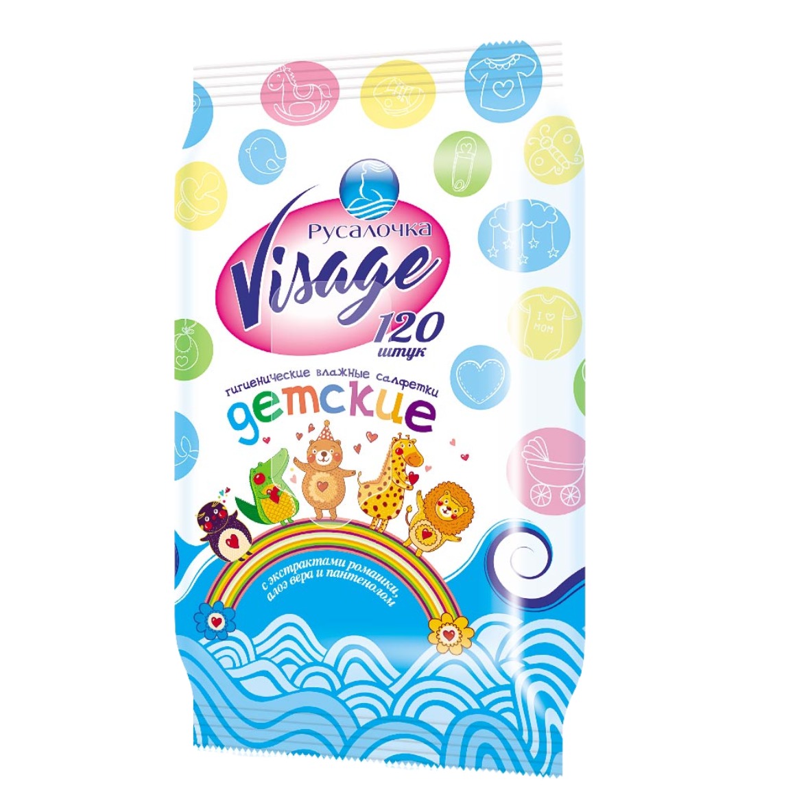 Русалочка салфетки освежающие Visage детские  120шт