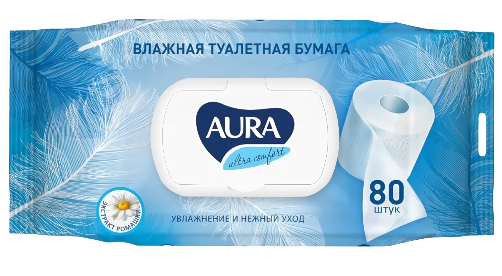 Aura Влажная туалетная бумага Ultra comfort 80 шт