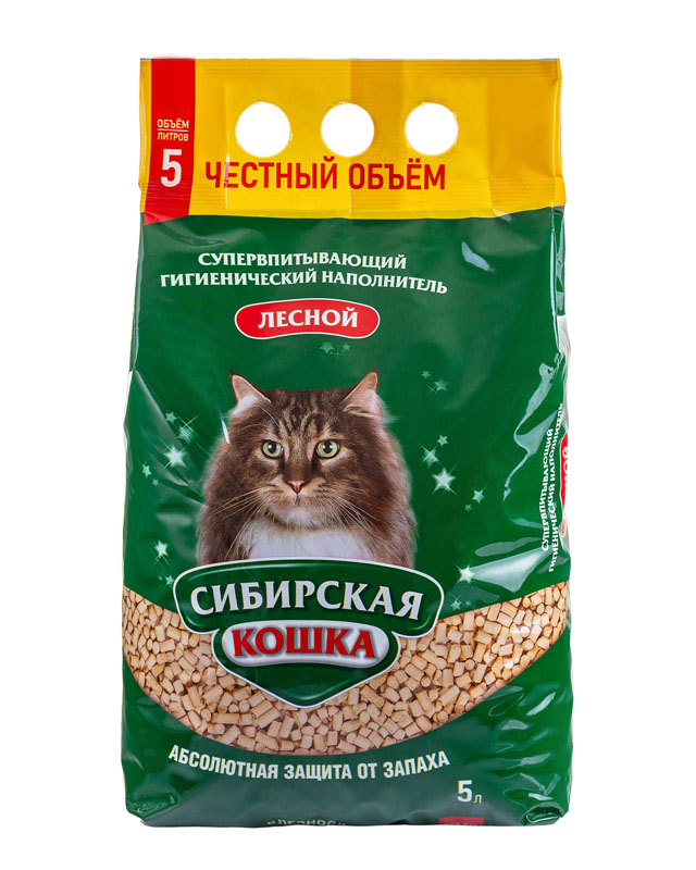 Сибирская кошка Наполнитель Лесной 5л